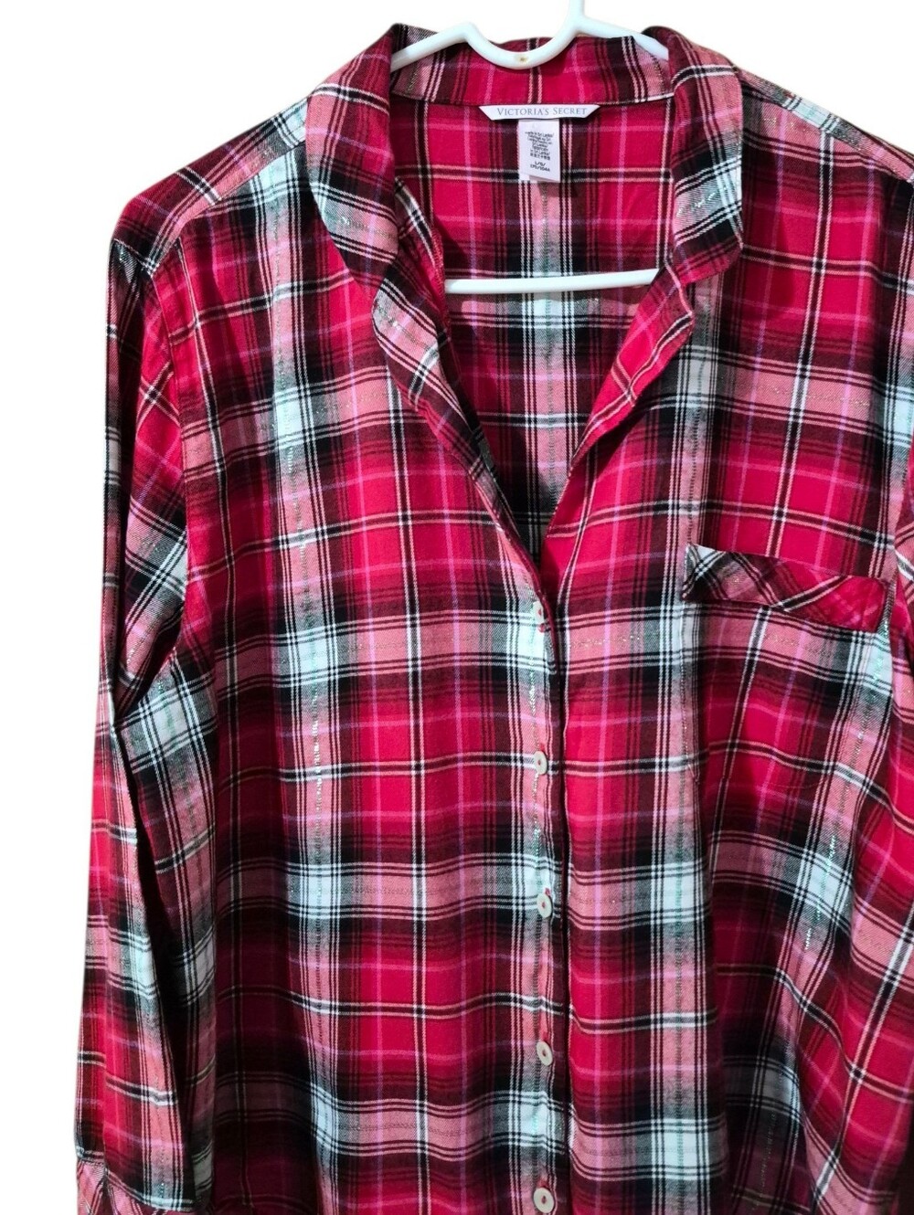 Victoria's Secret Pink and Black Plaid Button-Down Shirt